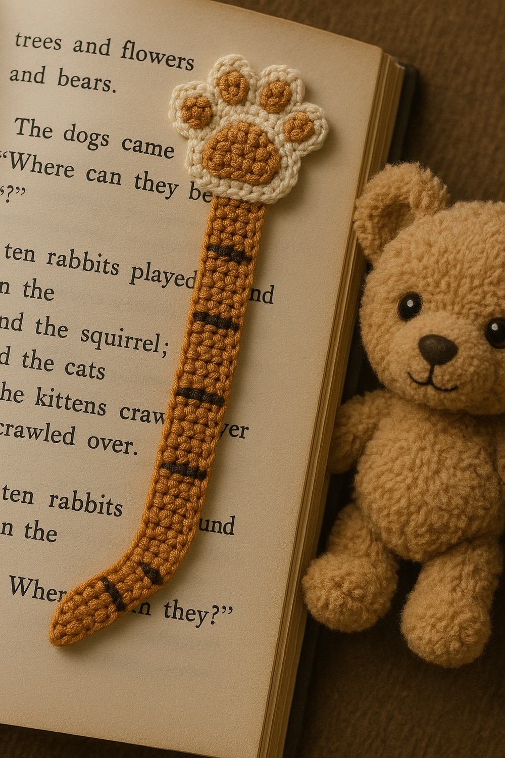 Animal Paw Crochet Bookmark