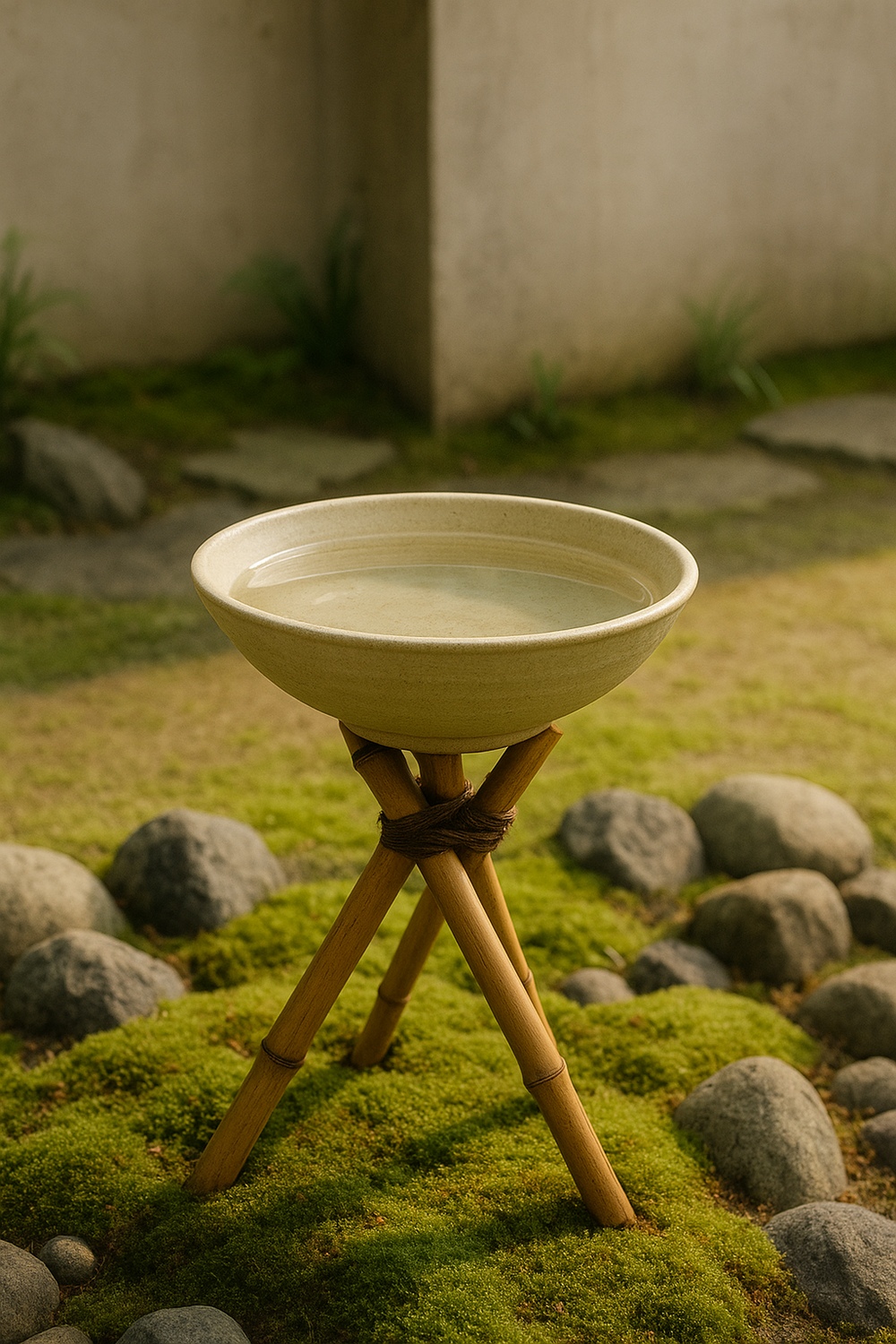 Bamboo and Bowl Birdbath