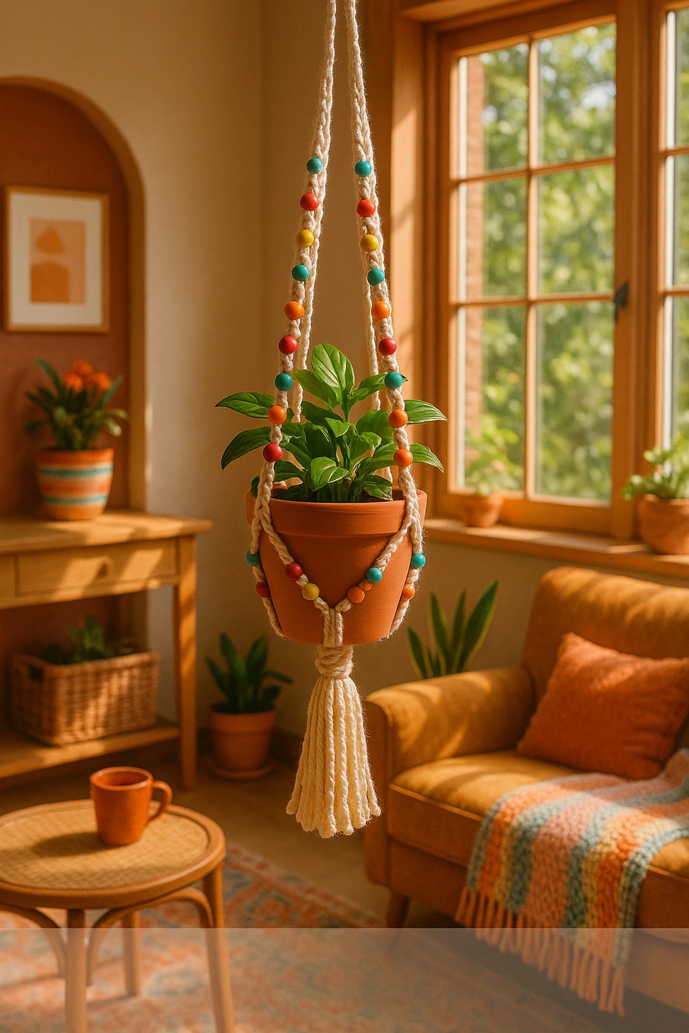 Beaded Crochet Plant Hanger