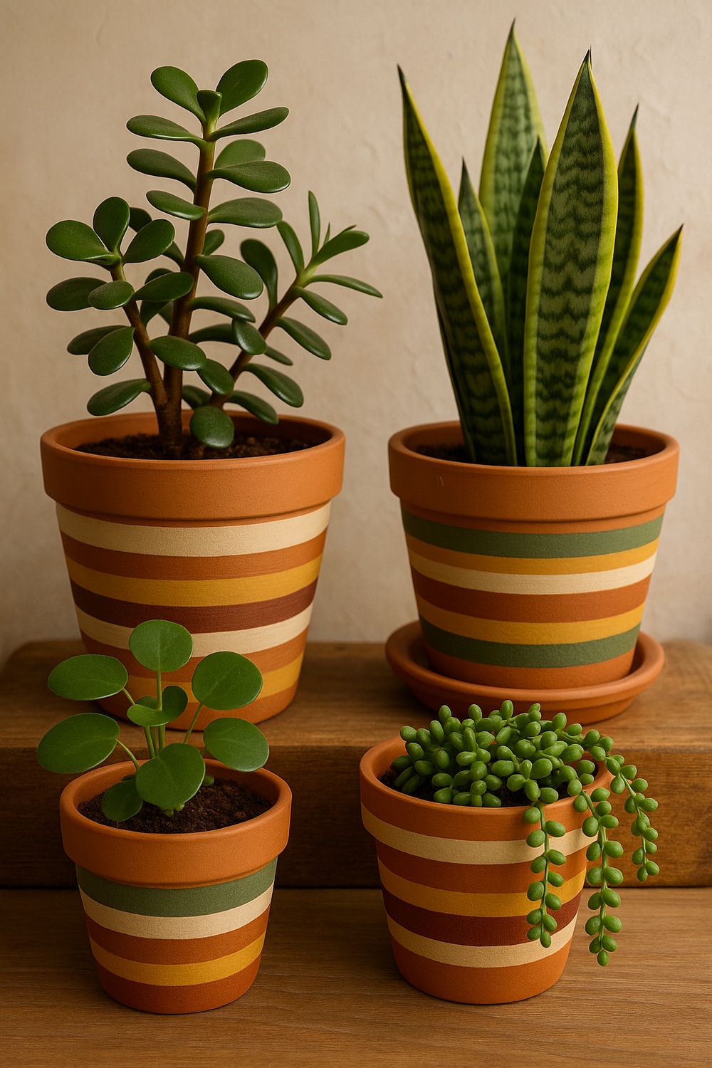 Boho Rainbow Stripe Pots