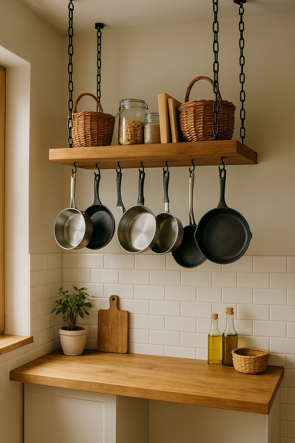 Ceiling Hung Pot Rack Shelf