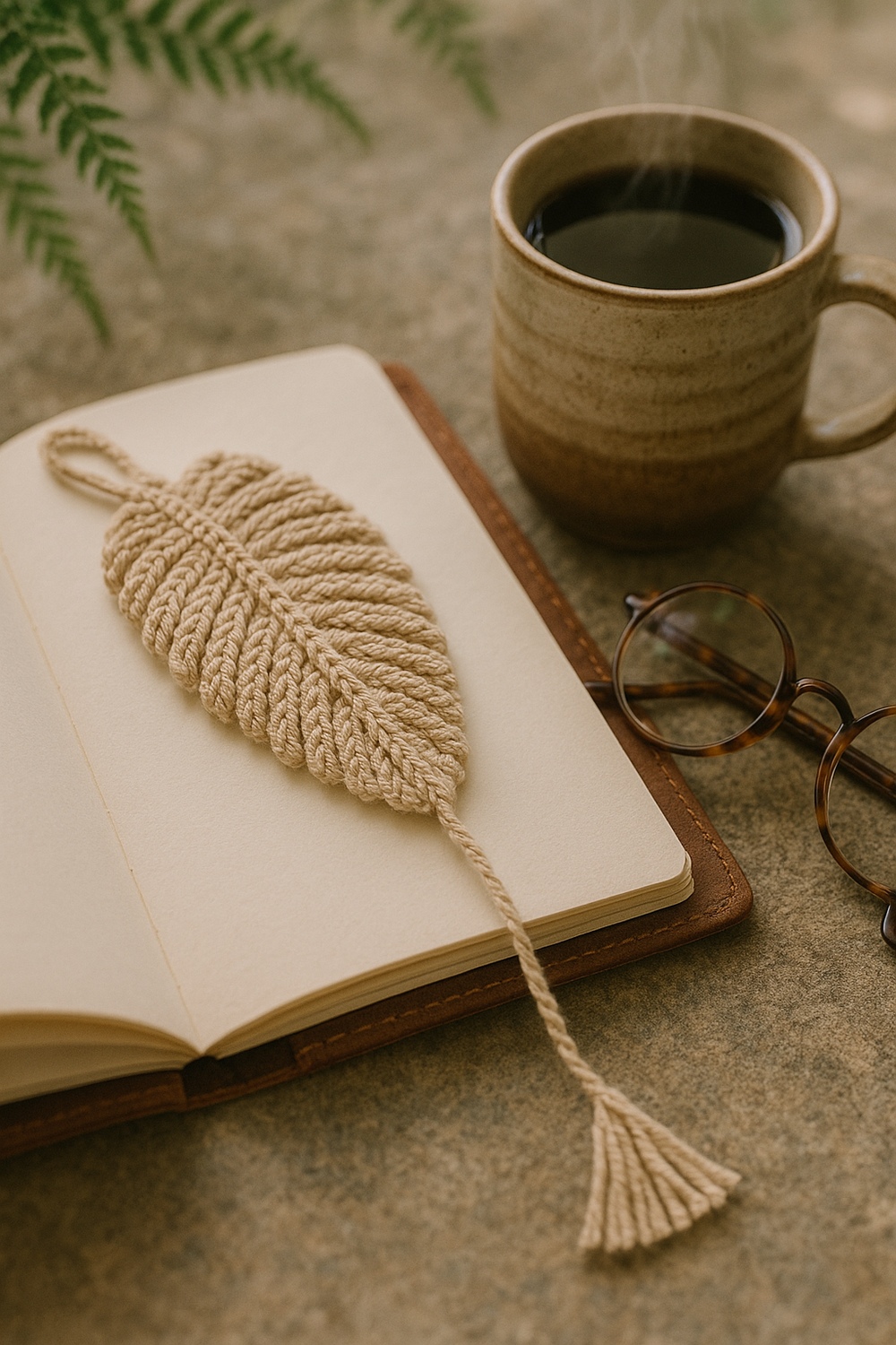 Feather Inspired Crochet Bookmark