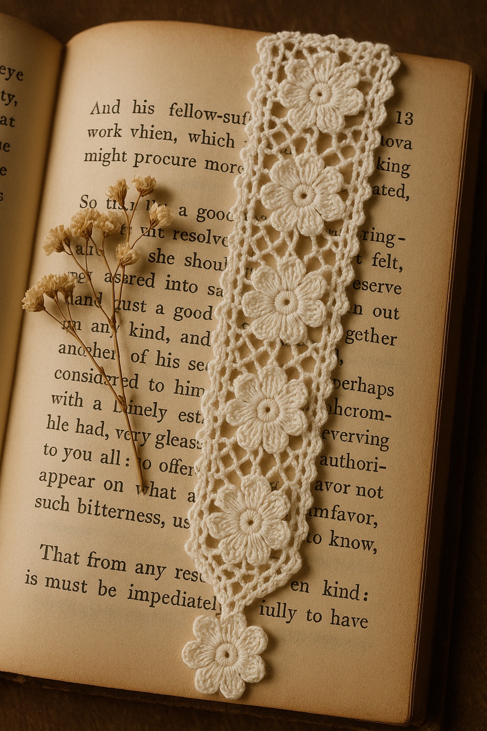 Floral Lace Crochet Bookmark