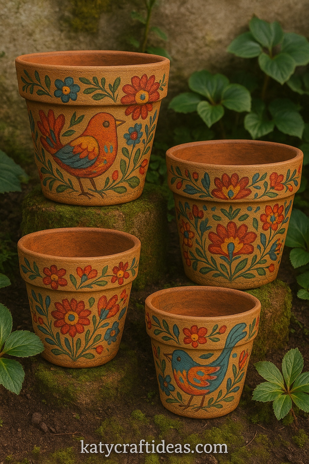 Folk Art Pattern Pots