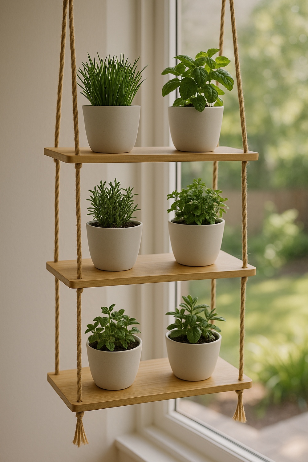 Hanging Bamboo Herb Shelf