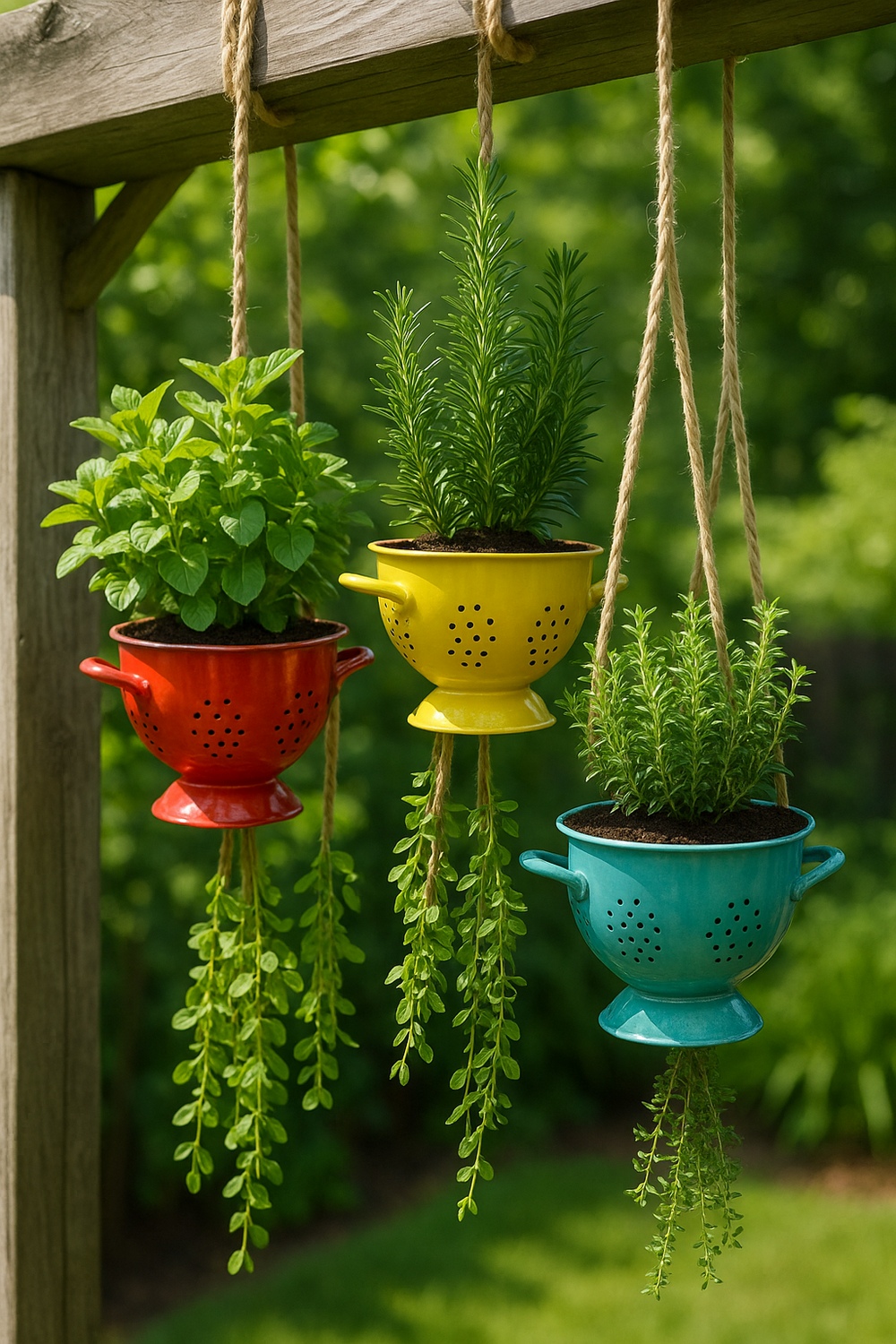 Hanging Colander Herb Planters