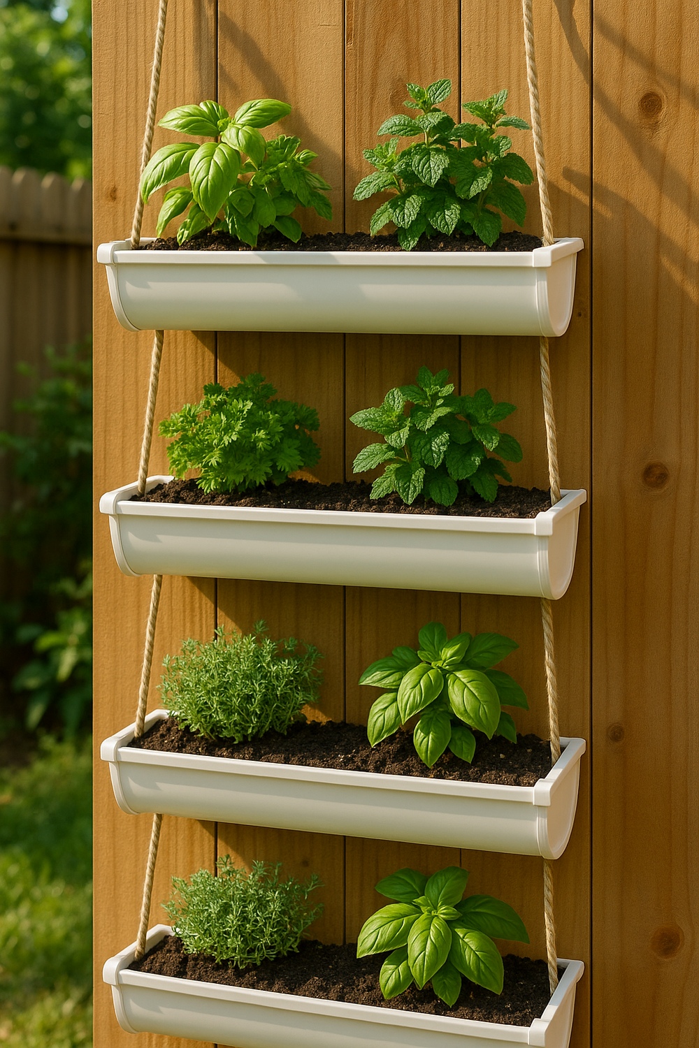 Hanging Gutter Herb Garden