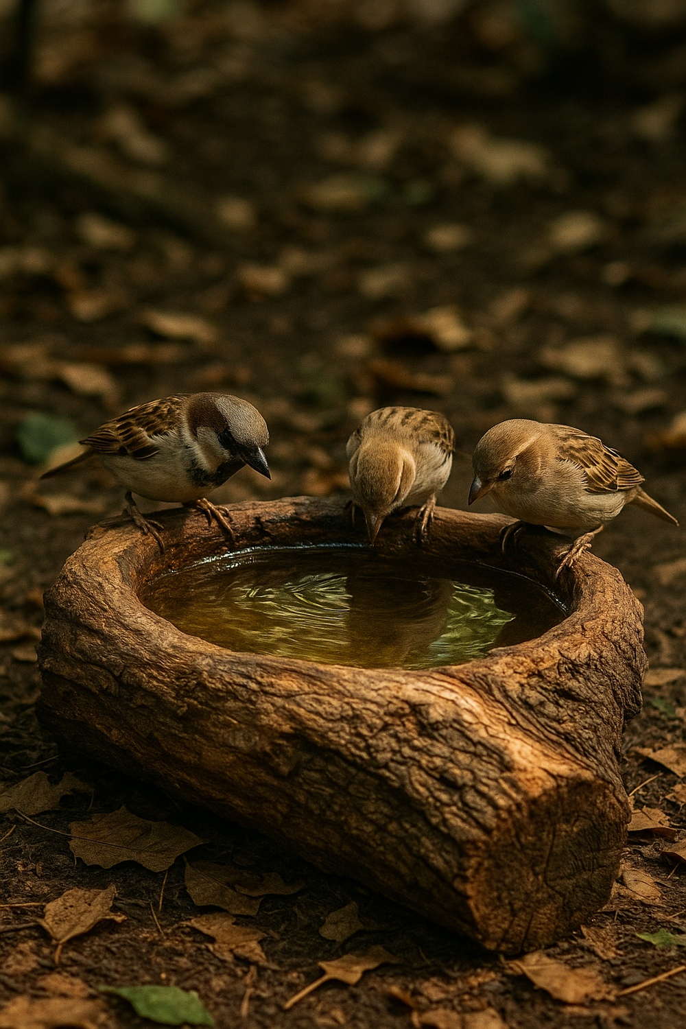 Hollow Log Birdbath