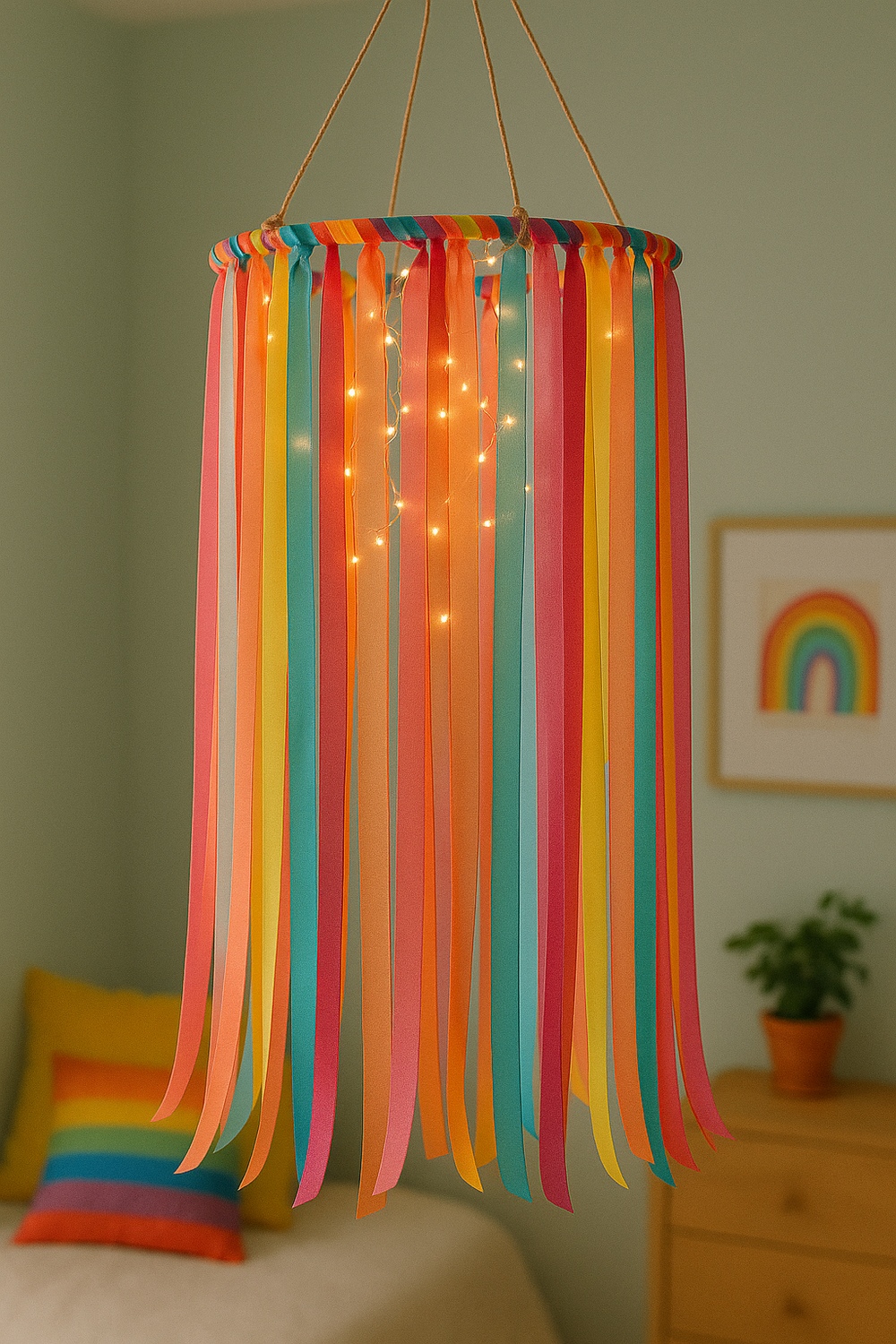 Hula Hoop Ribbon Chandelier