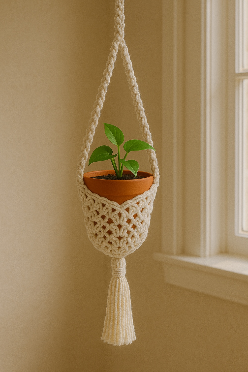 Lacy Crochet Pot Sling