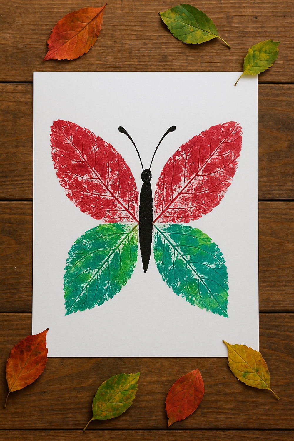 Leaf Print Butterfly Art