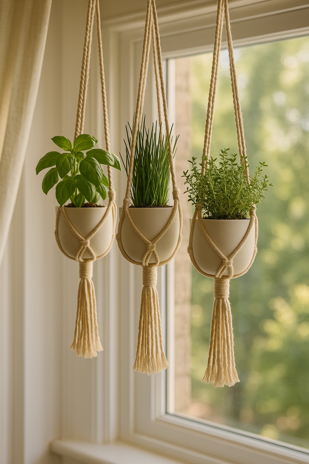 Macramé Hanging Herb Pots