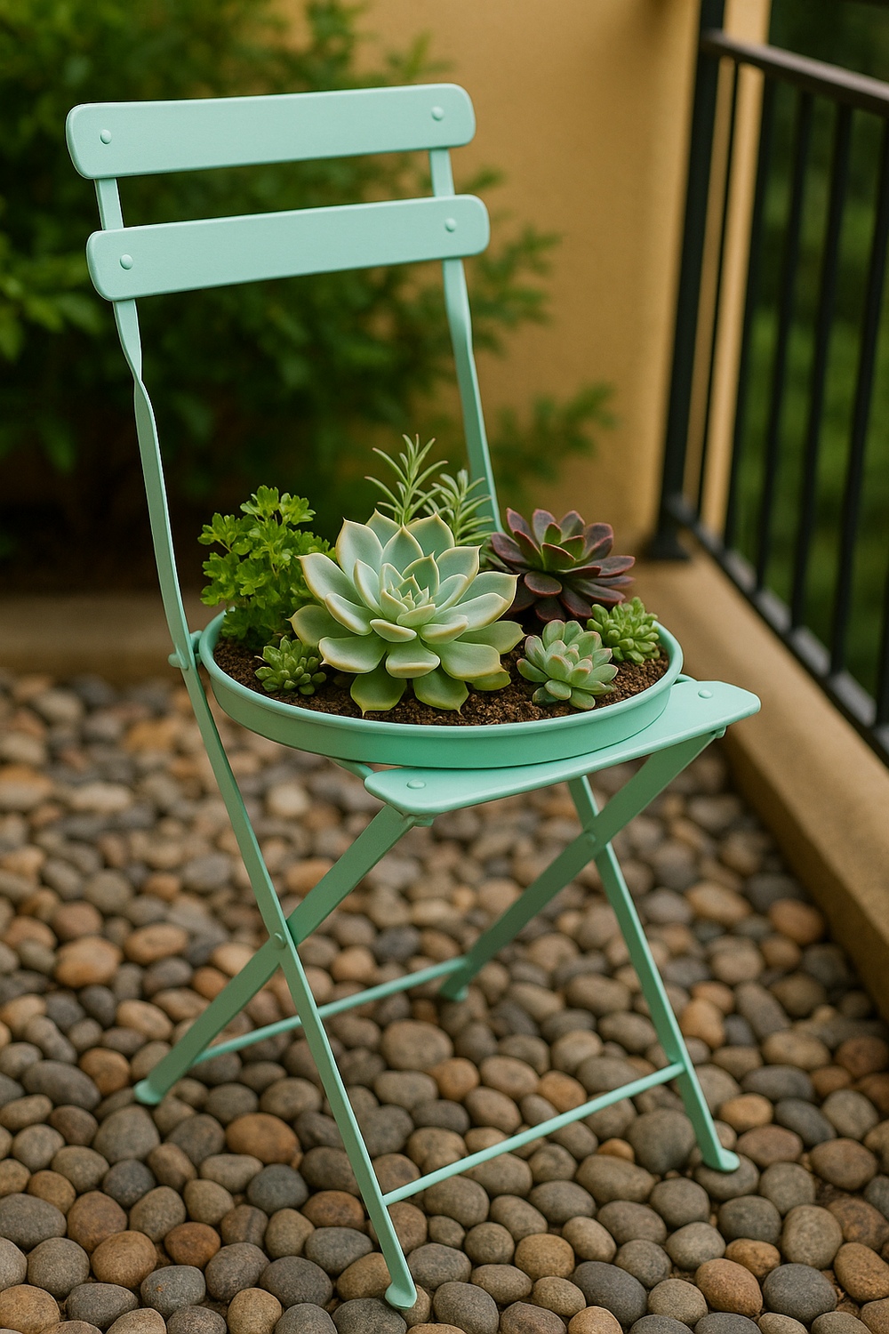 Metal Bistro Chair Succulent Planter