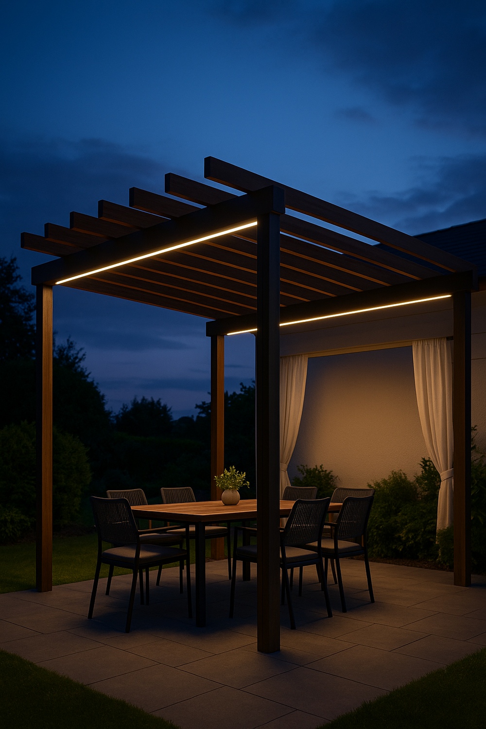 Modern Pergola with LED Lighting