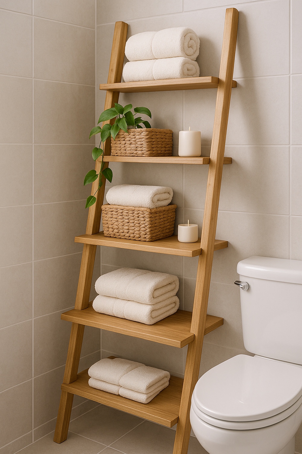 Over the Toilet Storage Ladder