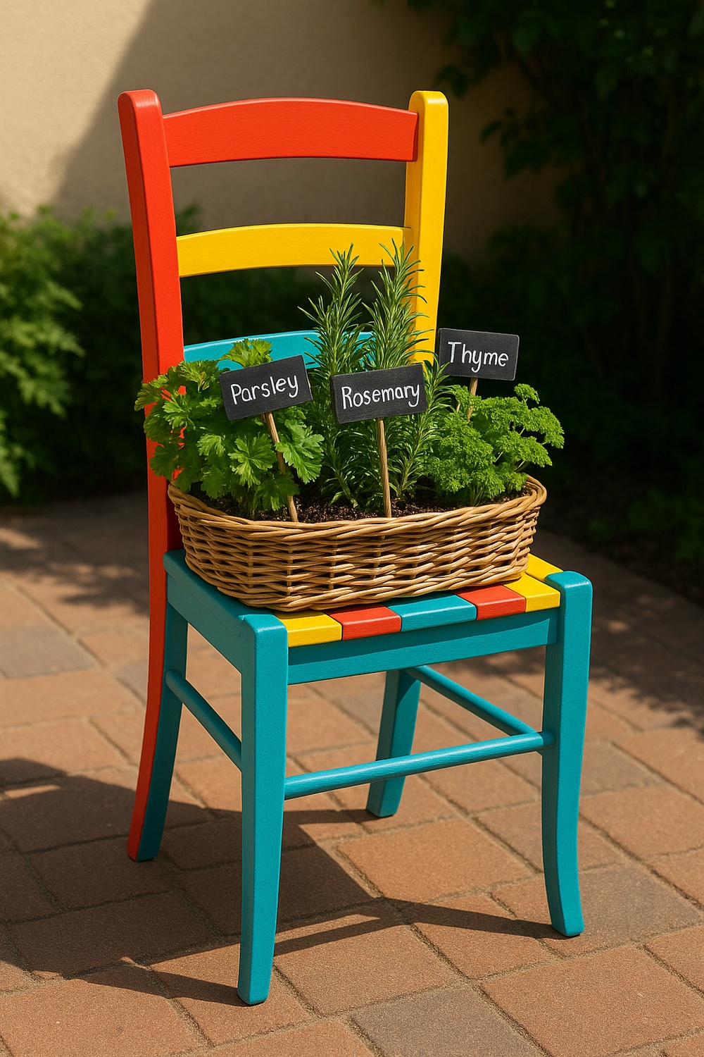 Painted Chair Herb Planter