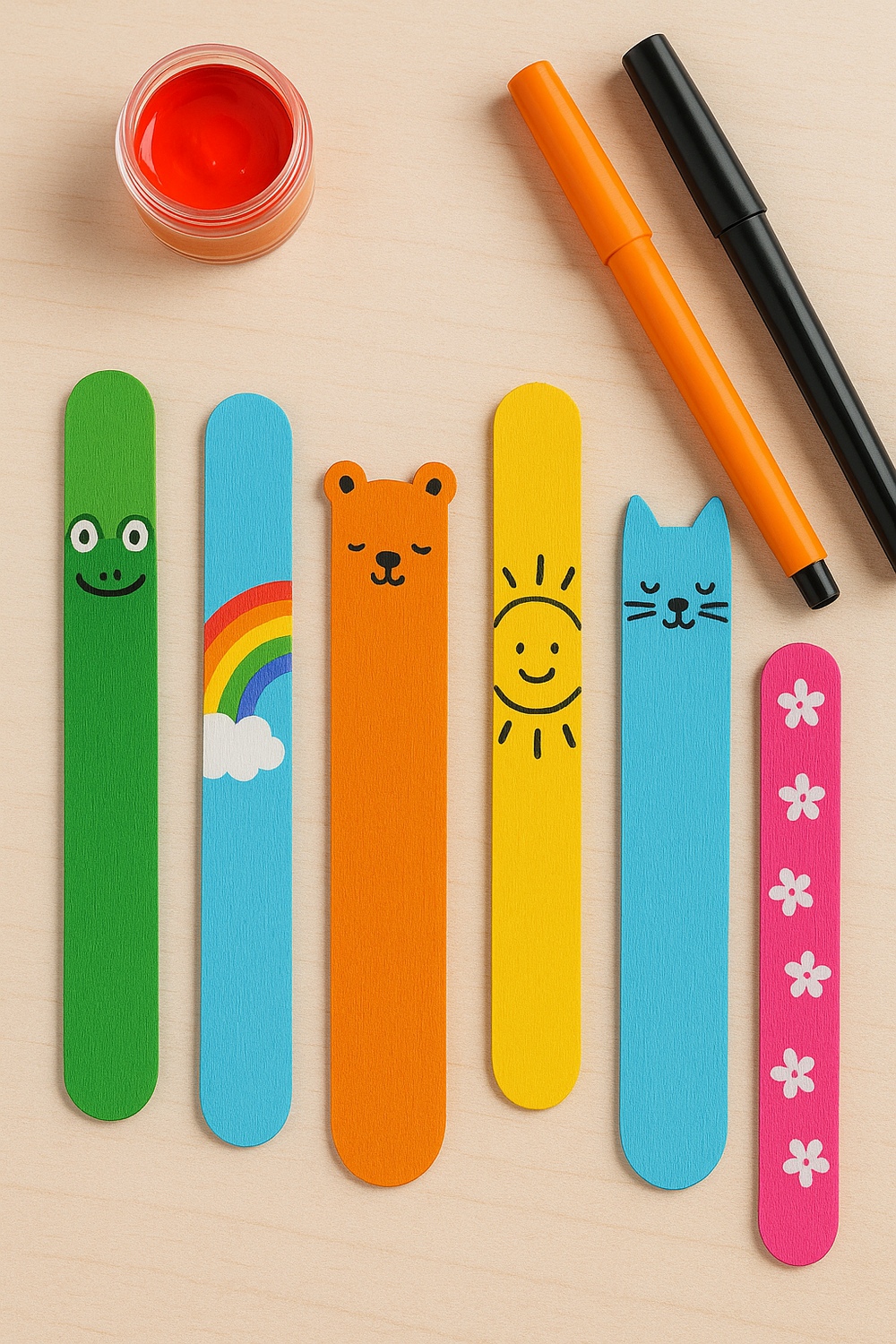 Painted Popsicle Stick Bookmarks