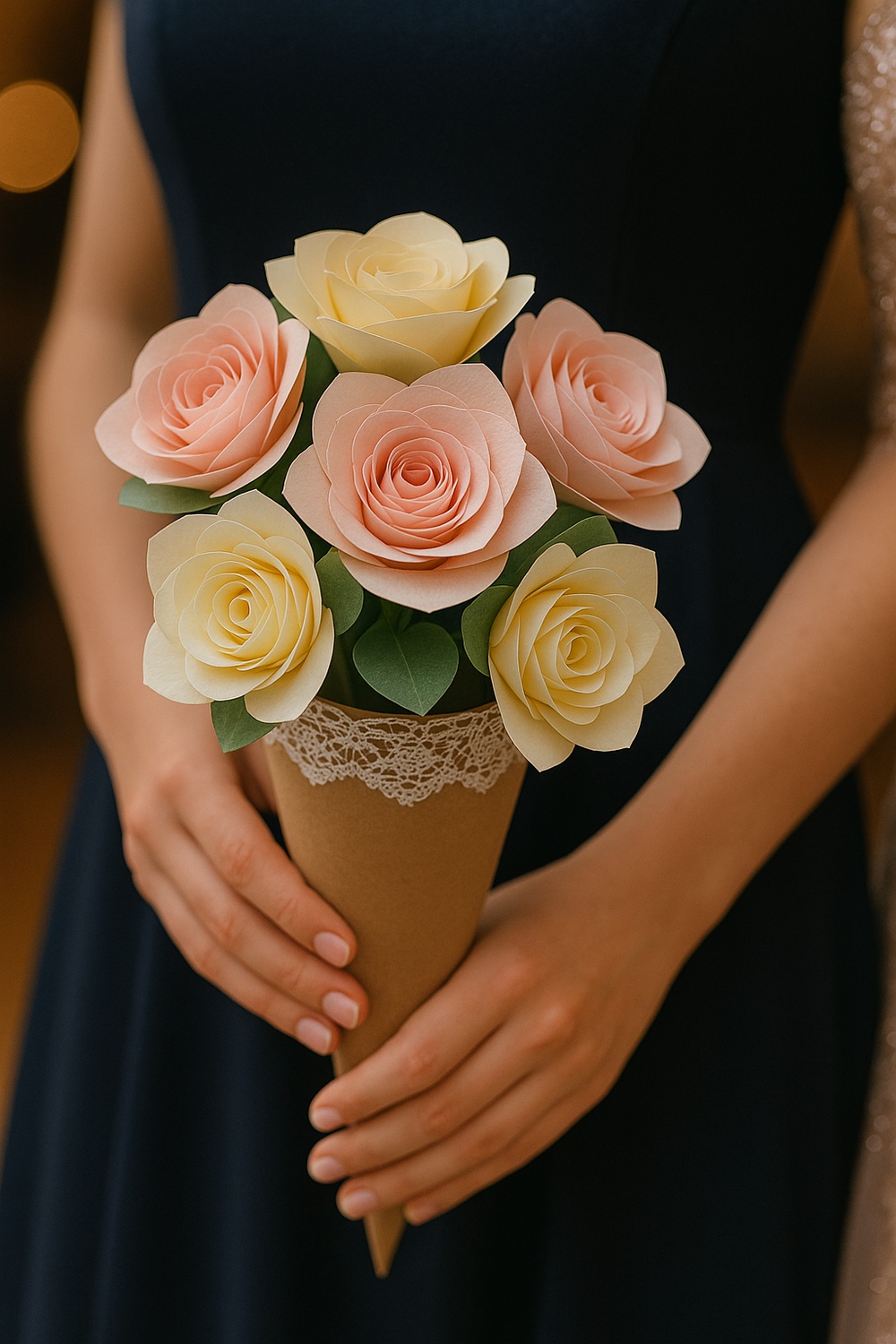 Paper Flower Cone Bouquet
