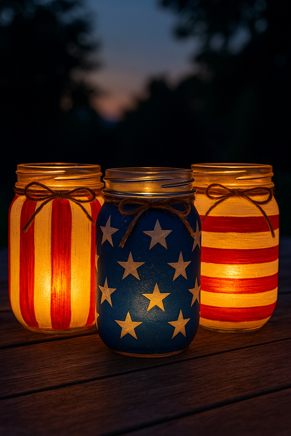 Patriotic Mason Jar Lanterns