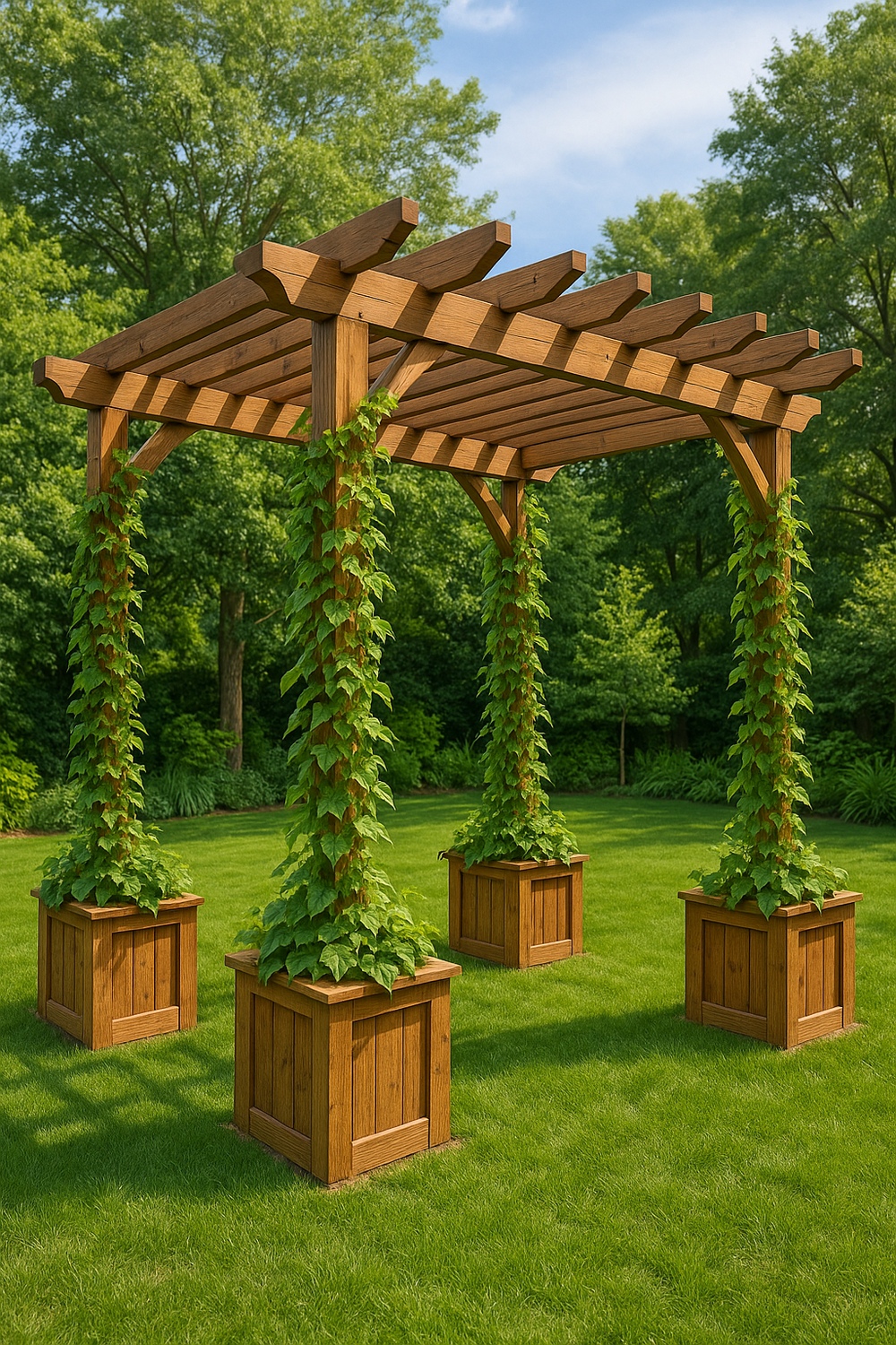 Pergola with Integrated Planter Boxes