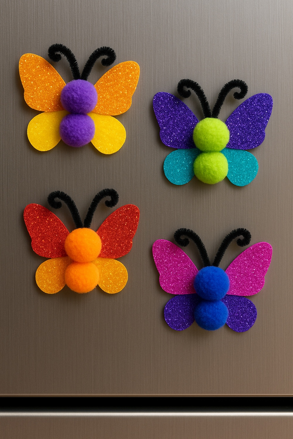 Pom Pom Butterfly Magnets