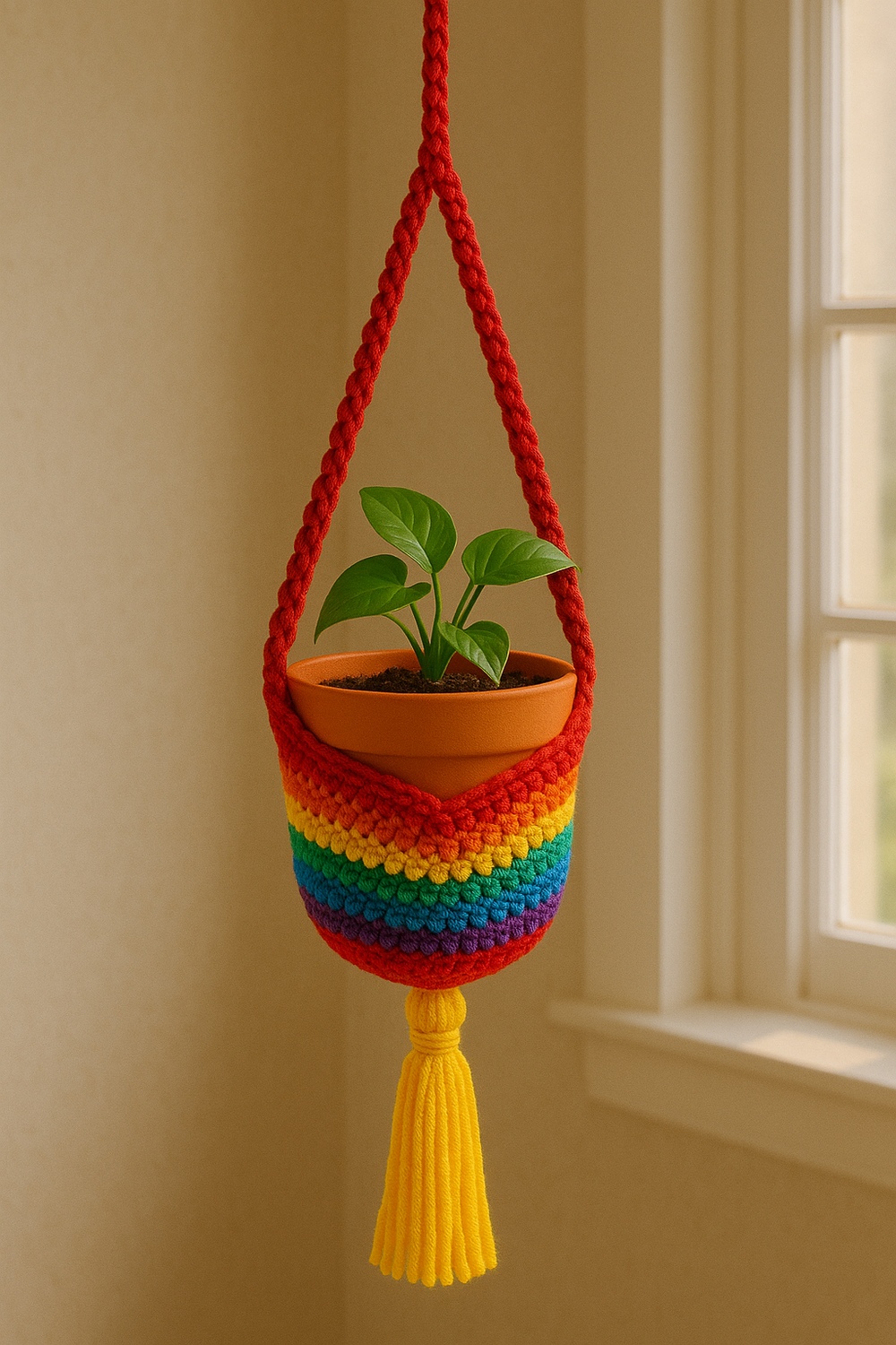 Rainbow Stripes Crochet Hanger