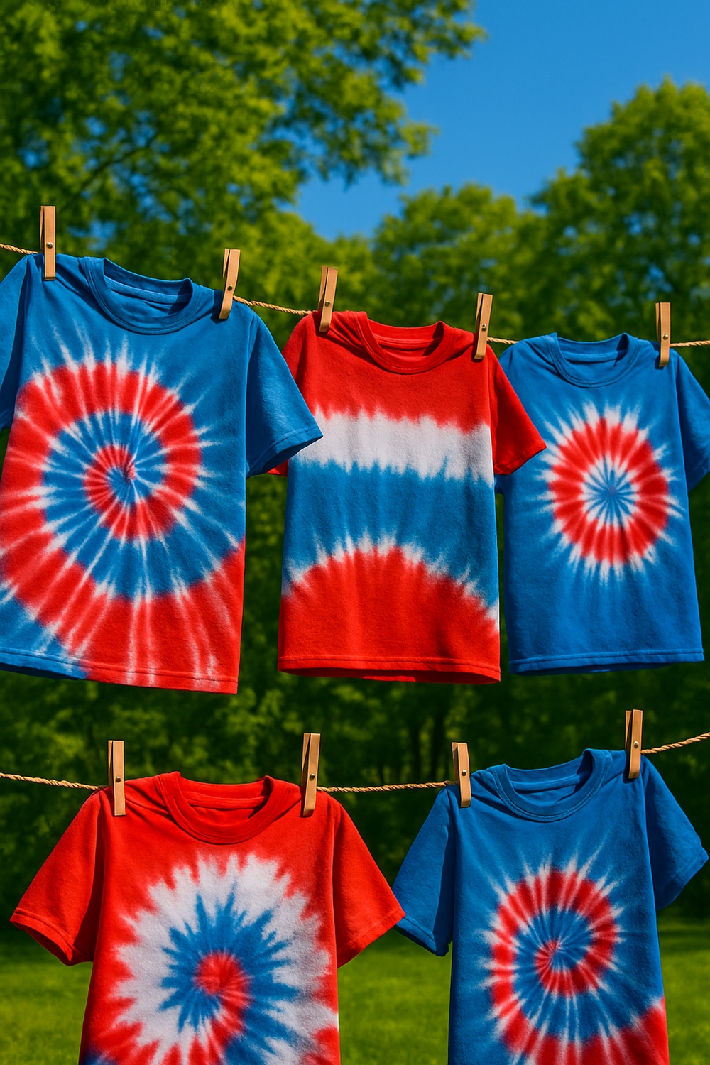 Red, White & Blue Tie Dye Shirts