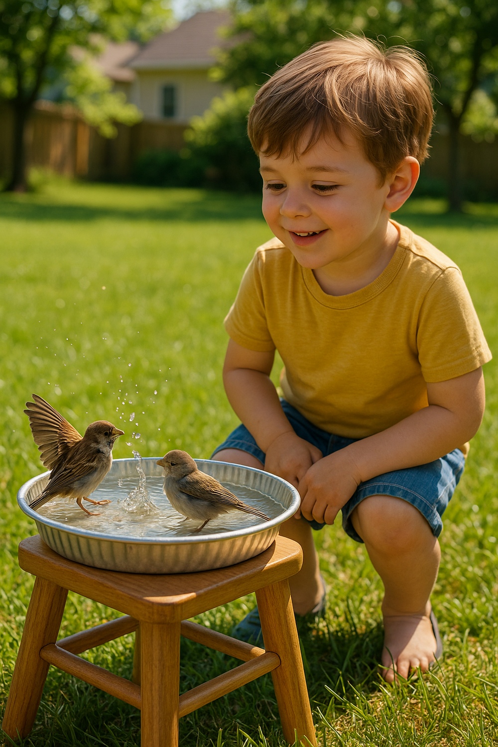 Repurposed Baking Pan Birdbath