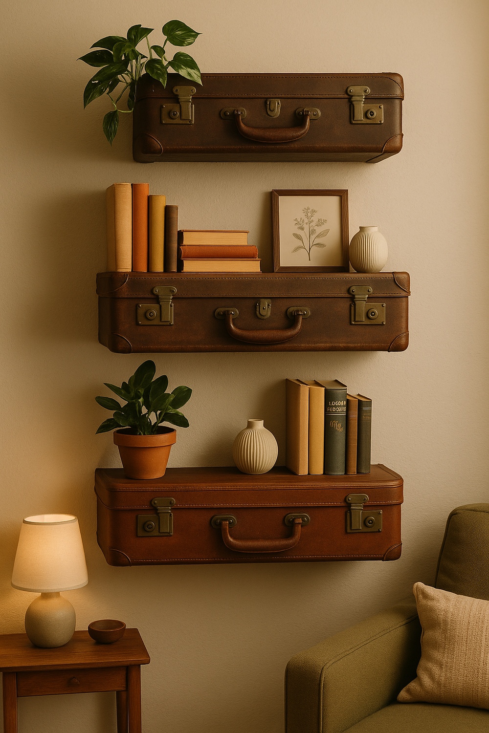 Stacked Suitcase Shelves