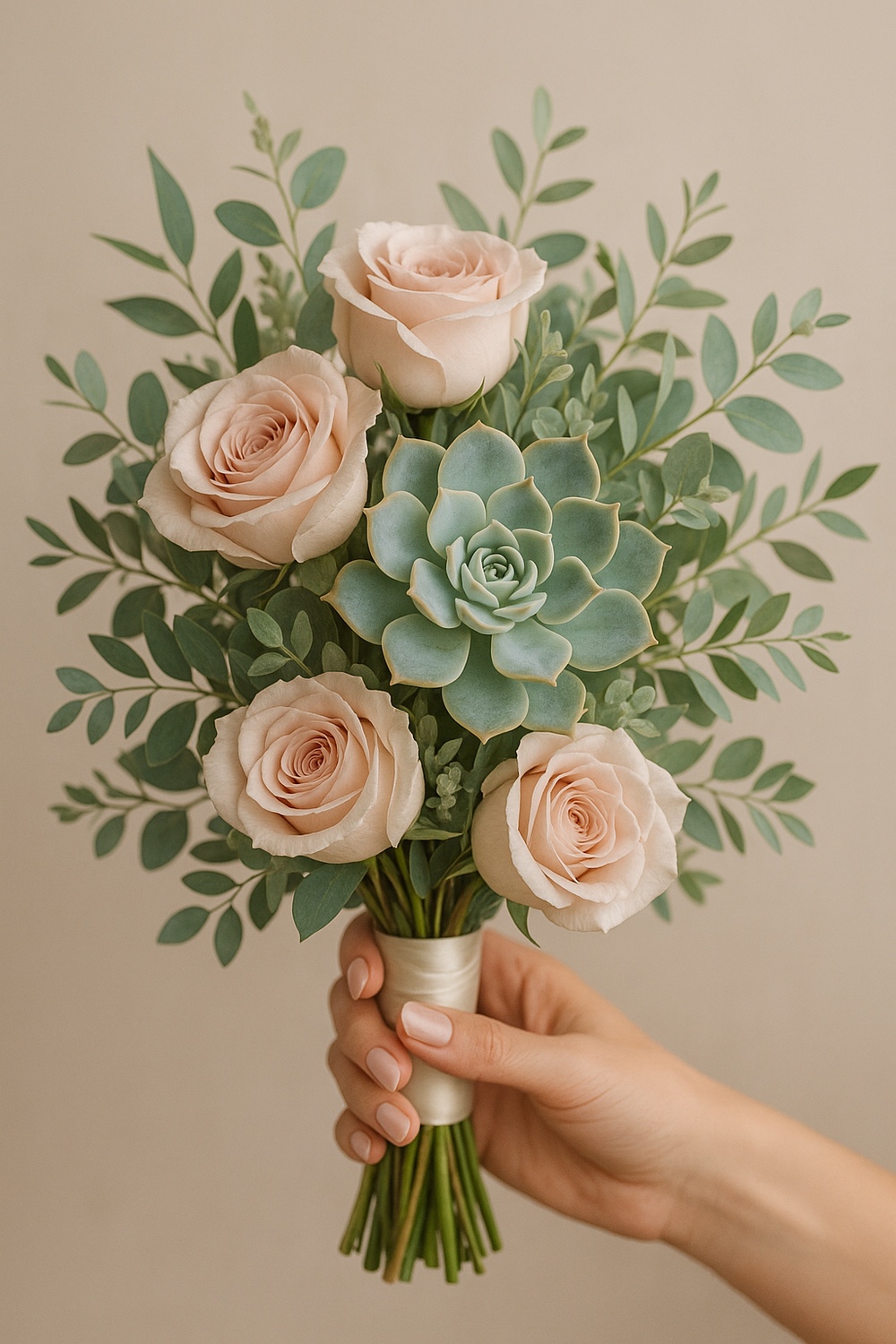 Succulent and Rose Bouquet