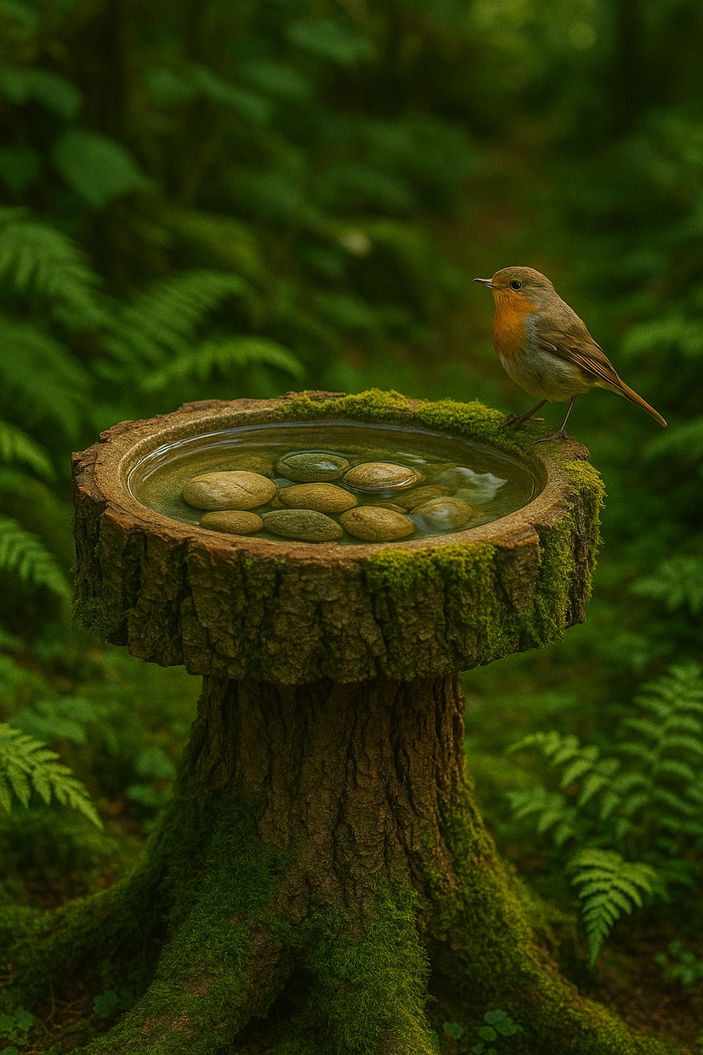 Tree Stump Basin Birdbath