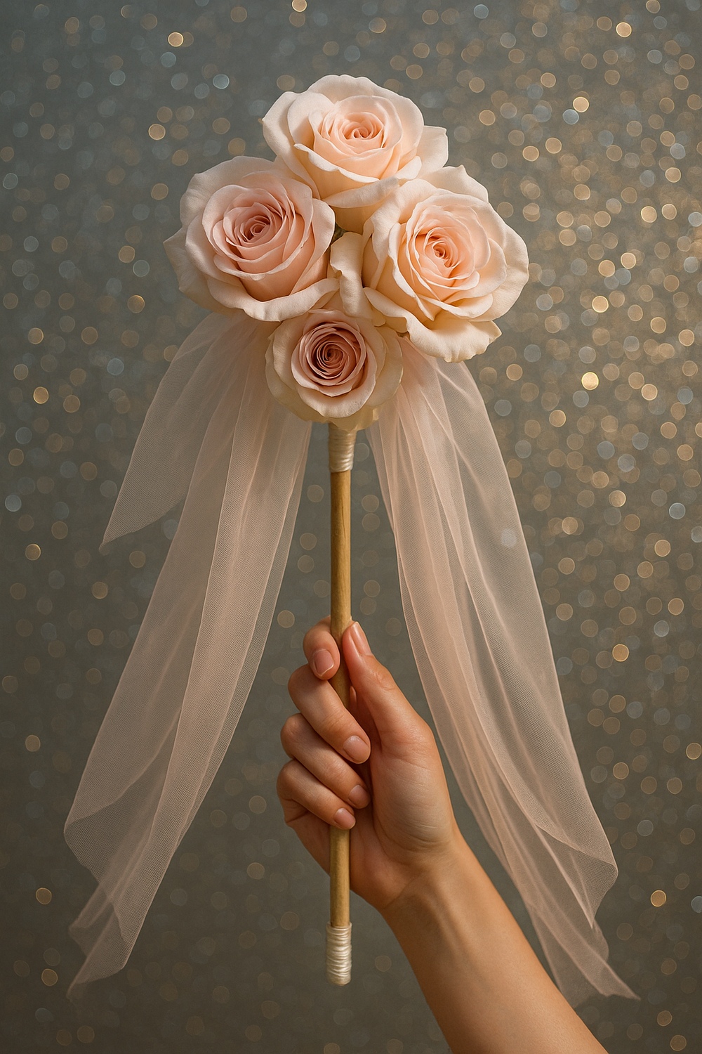 Tulle and Silk Flower Wand