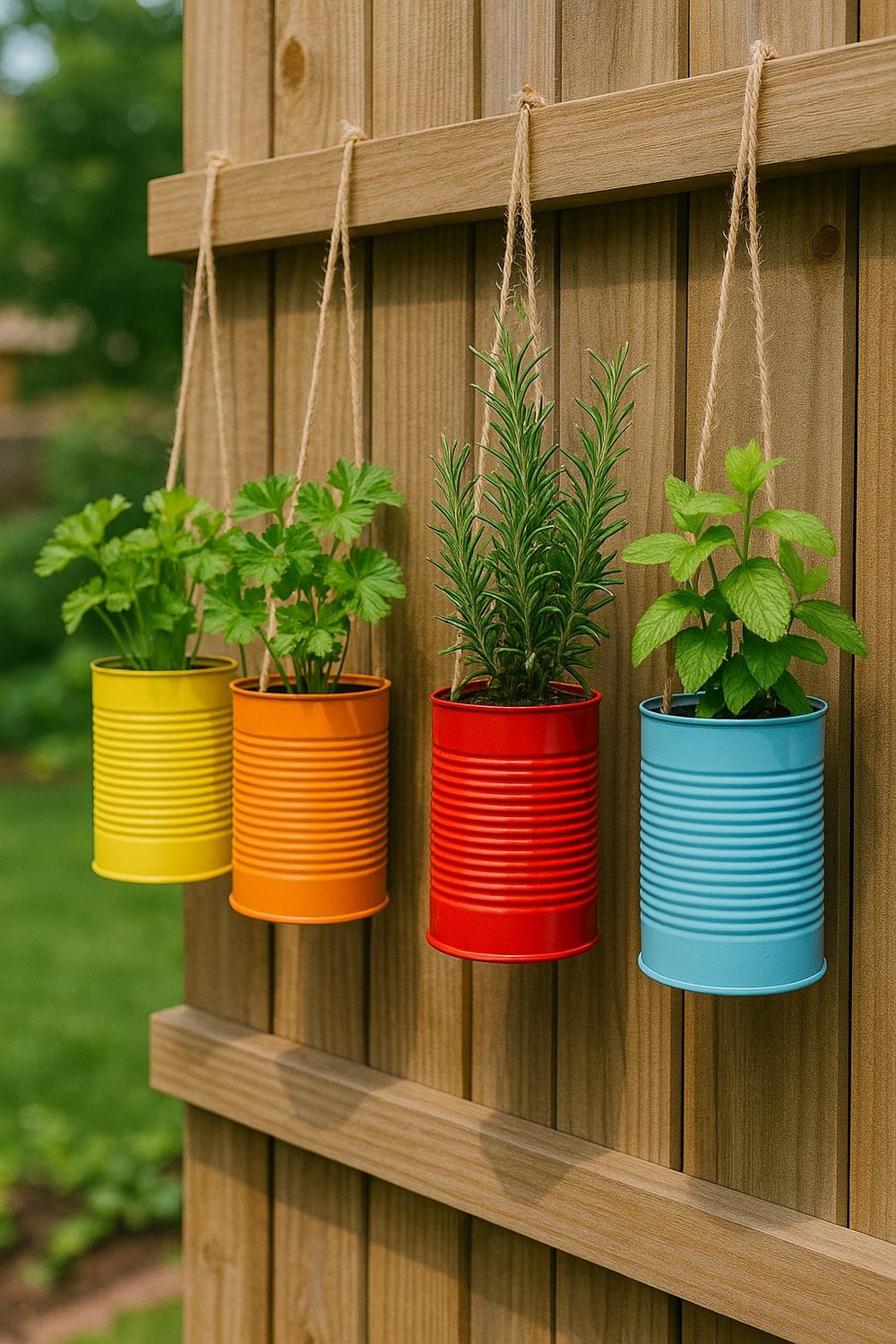 Upcycled Tin Can Hanging Planter