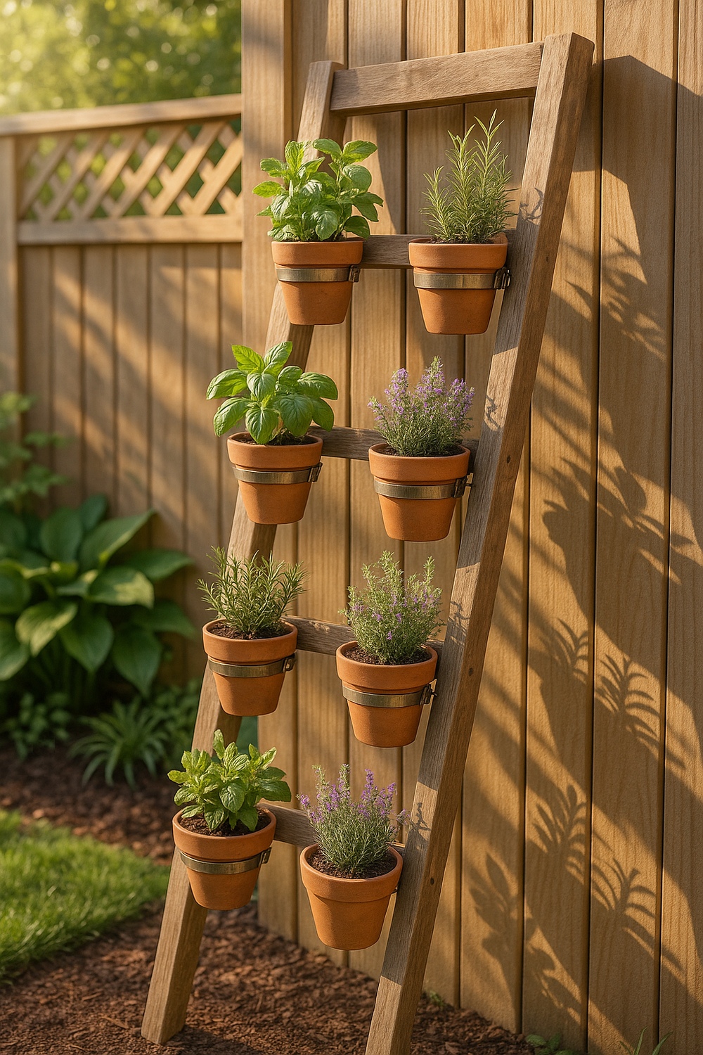 Vertical Ladder Hanging Herb Garden