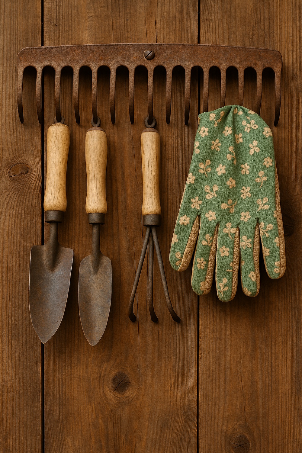 Vintage Rake Head Organizer