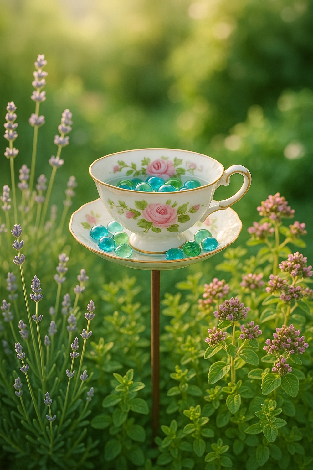 Vintage Teacup Birdbath
