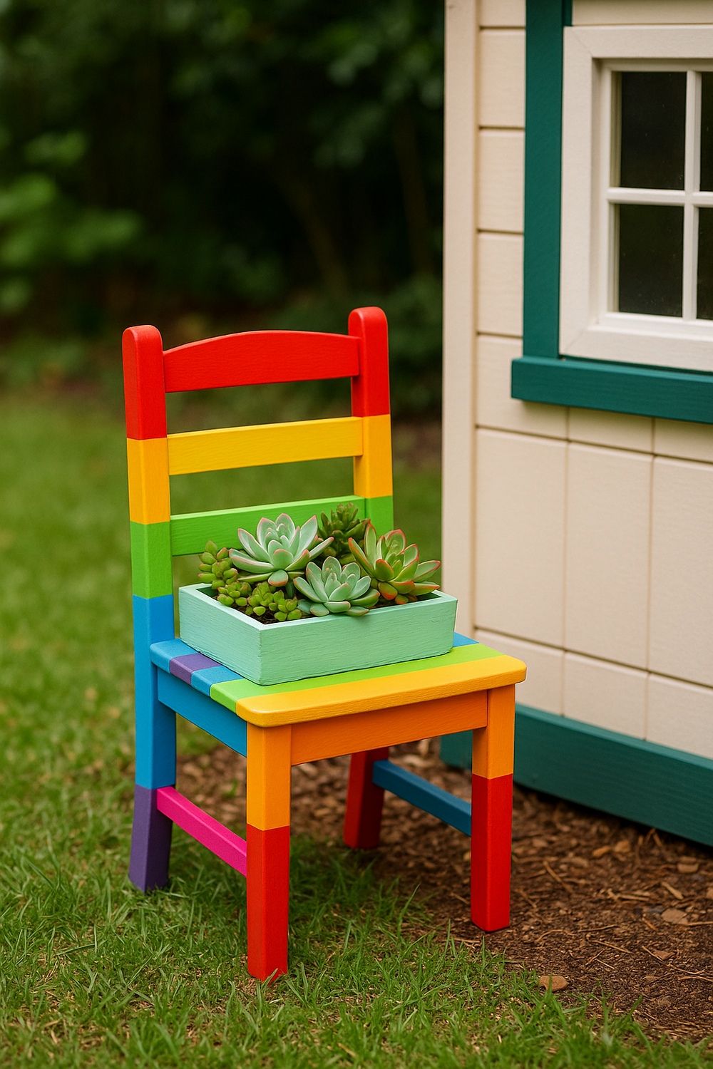 Whimsical Painted Kids’ Chair Planter