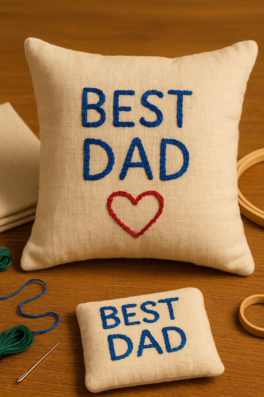 Embroidered “Best Dad” Throw Pillow