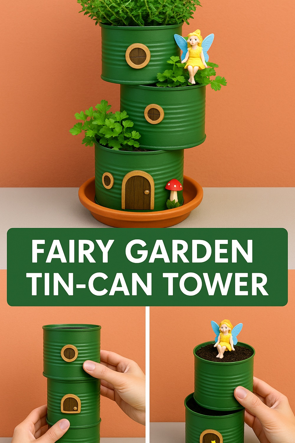 Fairy Garden Tin Can Tower