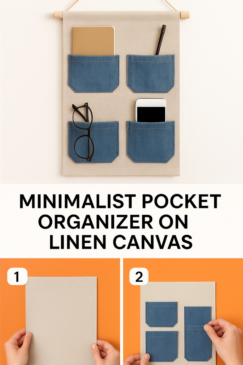 Minimalist Pocket Organizer on Linen Canvas