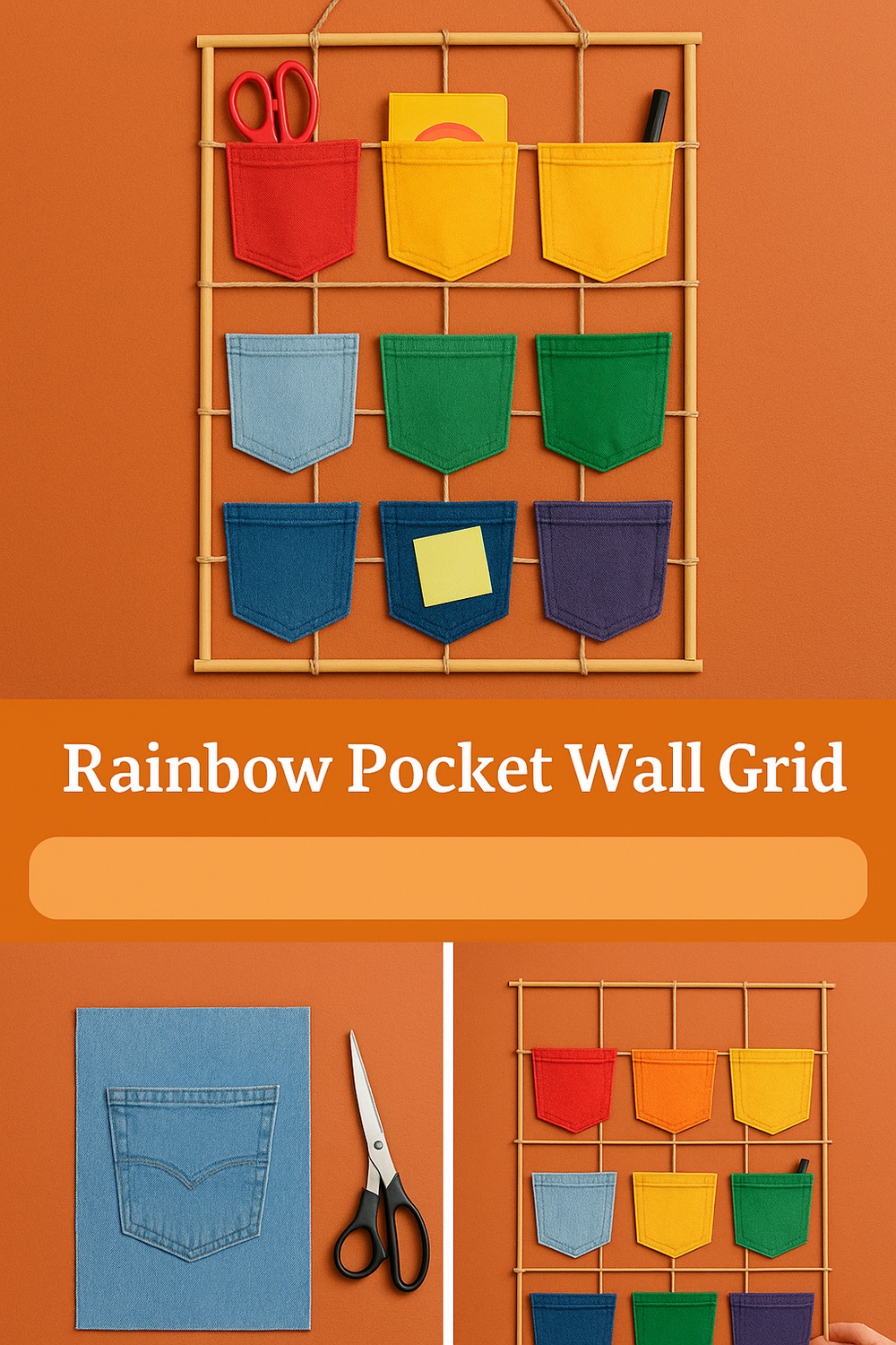 15 Recycled Denim-Pocket Wall Organizer Ideas