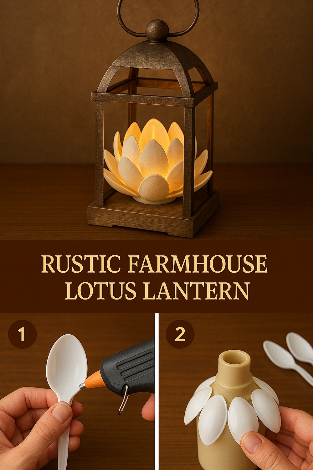 Rustic Farmhouse Lotus Lantern