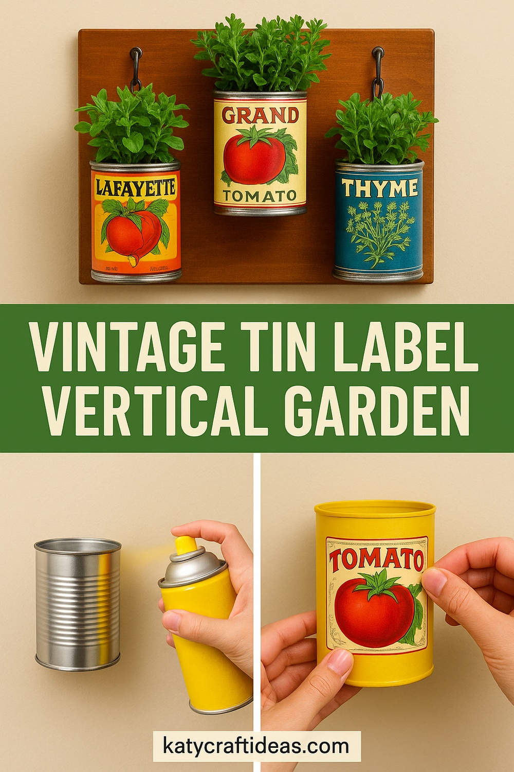 Vintage Tin Label Vertical Garden