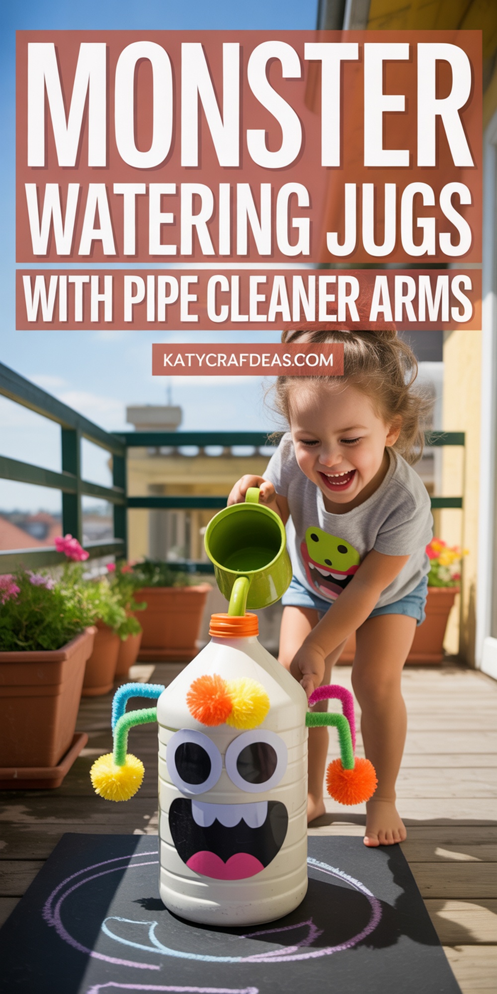 Colorful Monster Watering Jugs with Pipe Cleaner Arms