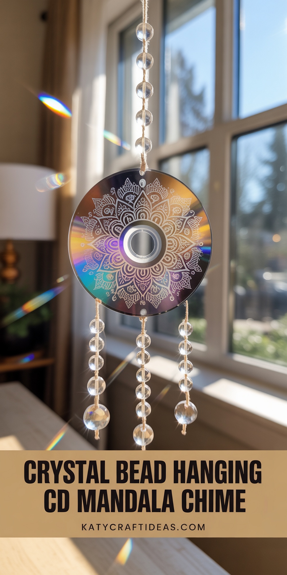 Crystal Bead Hanging CD Mandala Chime