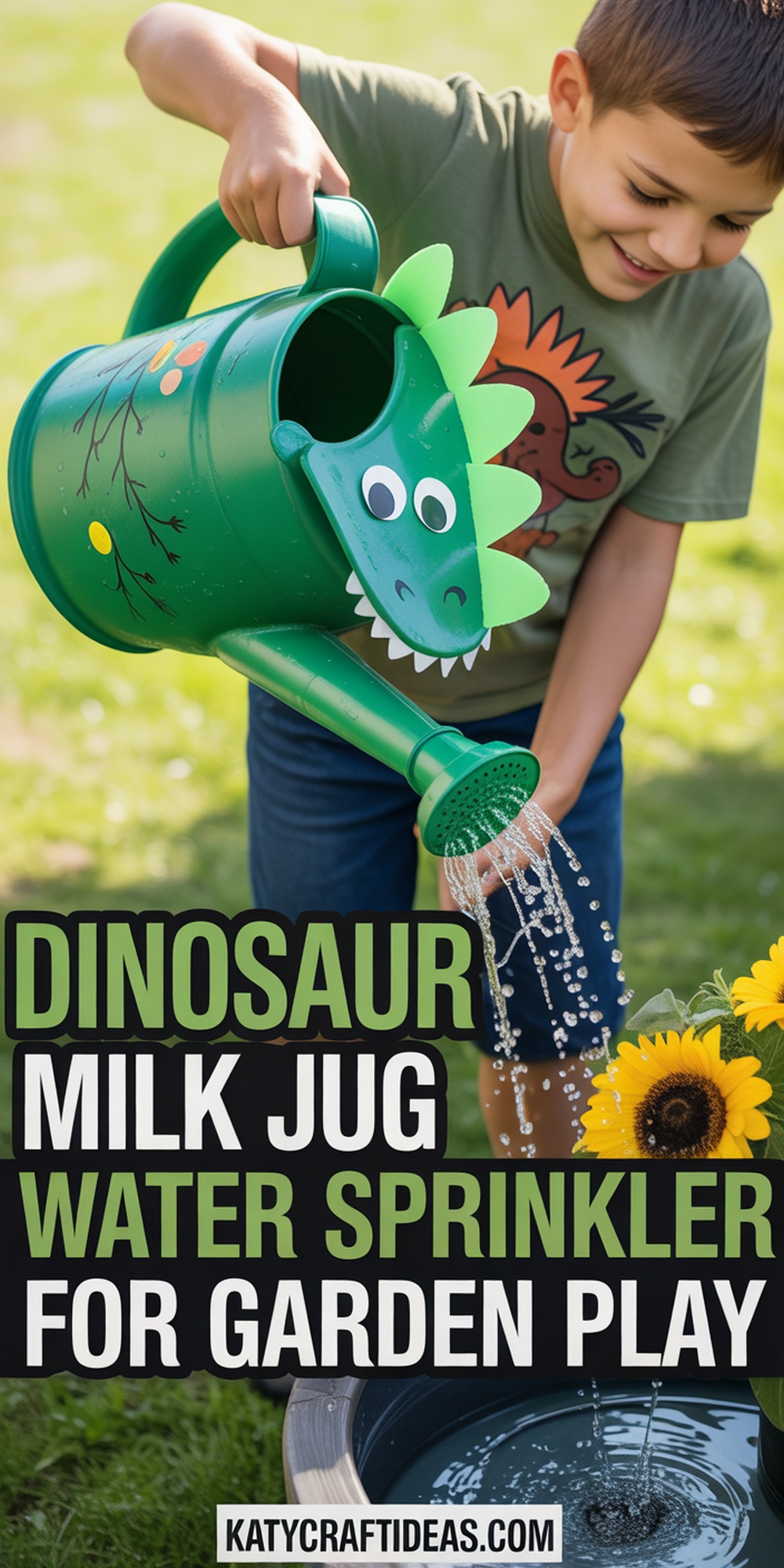 Dinosaur Milk Jug Water Sprinkler for Garden Play