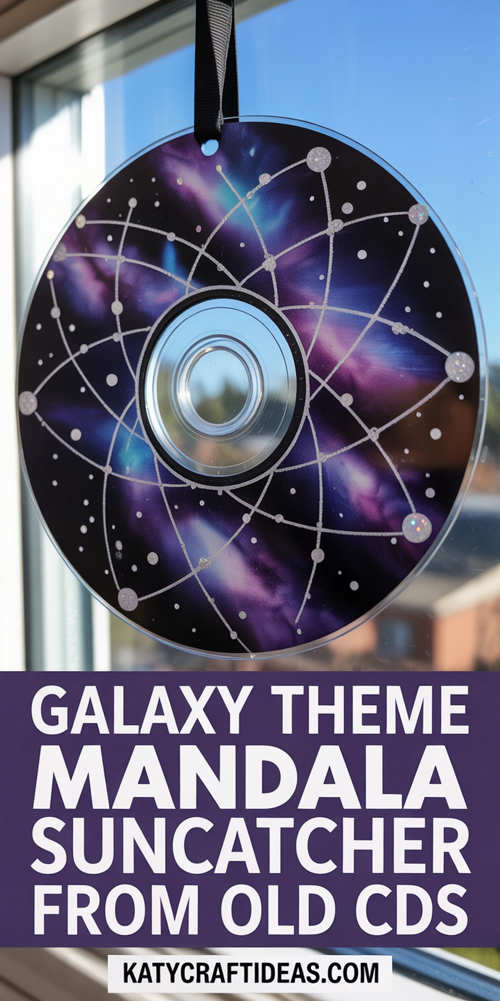 Galaxy Theme Mandala Suncatcher from Old CDs