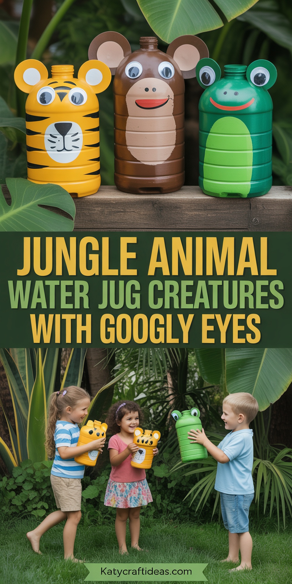 Jungle Animal Water Jug Creatures with Googly Eyes