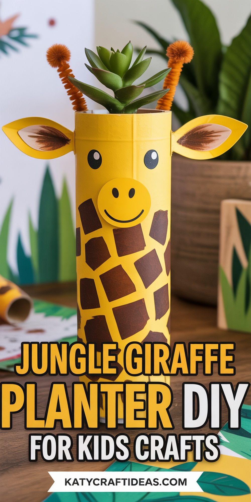 Jungle Giraffe Planters with Hand Drawn Spots