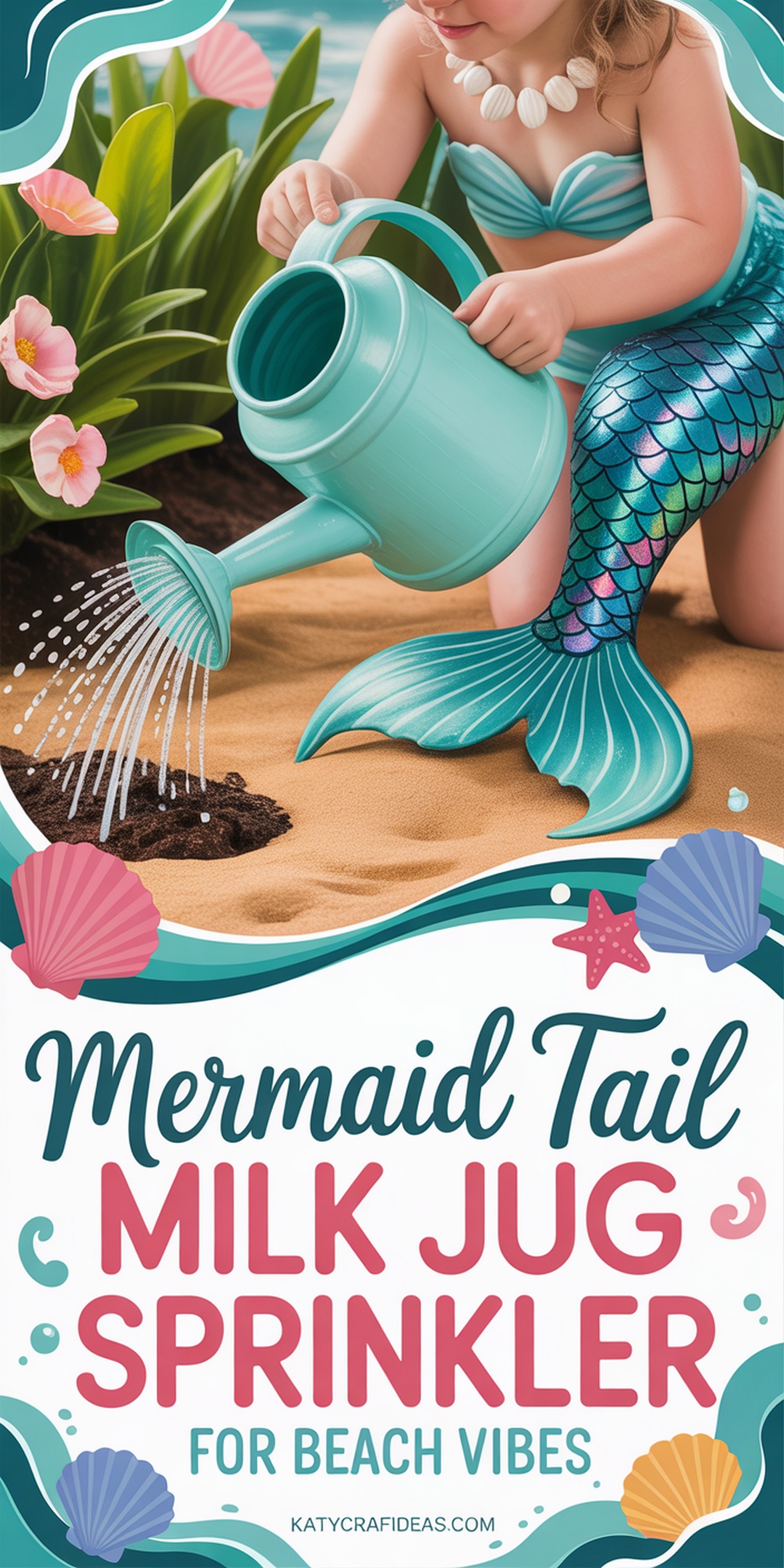 Mermaid Tail Milk Jug Sprinkler for Beach Vibes